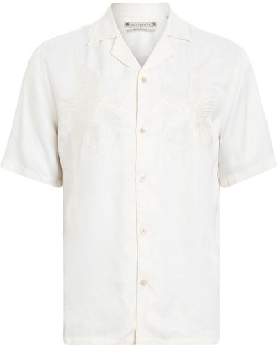 AllSaints Satin Embroidered Aquila Shirt - White