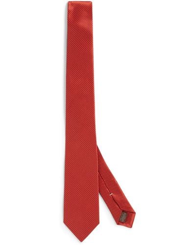 Canali Silk Patterned Tie - Red