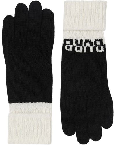 Burberry Cashmere Logo Gloves - Black