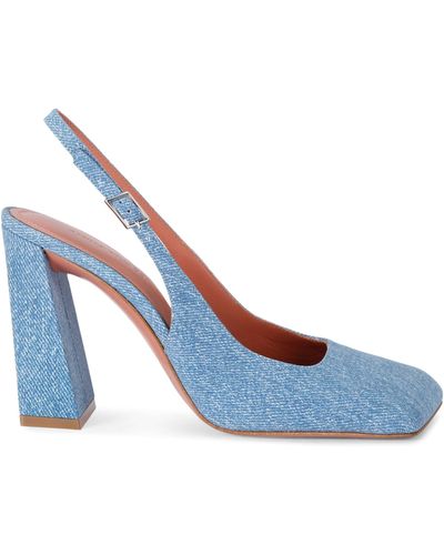 AMINA MUADDI Suede Denim-effect Charlotte Slingback Court Shoes 95 - Blue