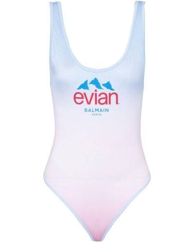 Balmain X Evian Gradient-effect Swimsuit - White