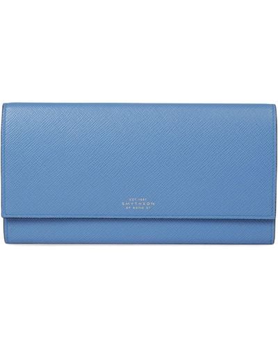 Smythson Leather Marshall Travel Wallet - Blue
