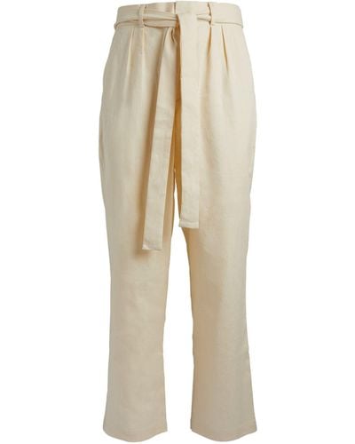 Commas Linen-blend Tailored Pants - Natural