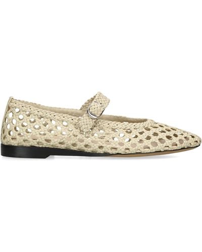 Le Monde Beryl Leather Woven Mary Janes - Natural