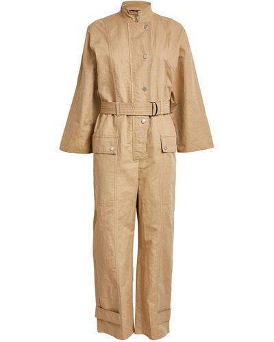 Weekend by Maxmara Cotton-linen Belted Jumpsuit - Natural