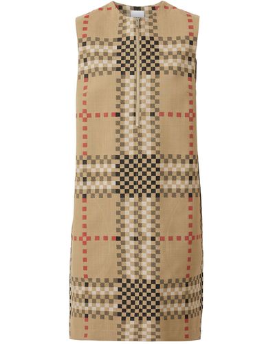 Burberry Wool Pixellated Check Dress - Metallic