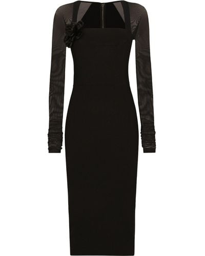 Dolce & Gabbana Rose Midi Dress - Black