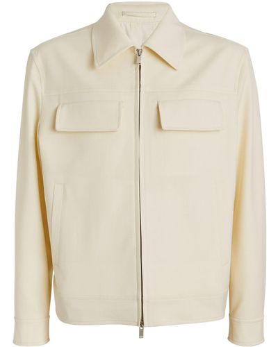 Lardini Wool-blend Zip-up Jacket - Natural
