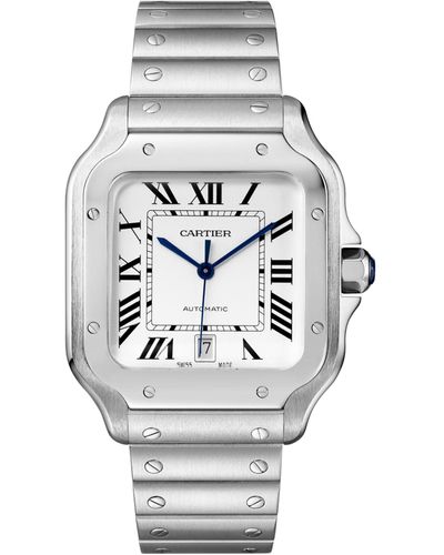 Cartier Large Steel Santos De Watch 39.8mm - Gray