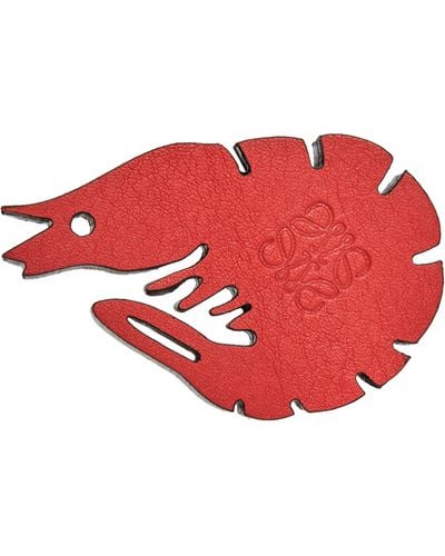Loewe X Paula's Ibiza Leather Shrimp Keychain - Red