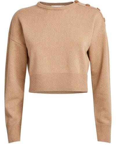 Yves Salomon Wool-cashmere Cropped Jumper - Natural