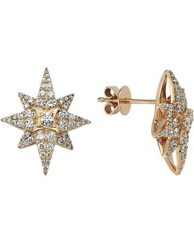 BeeGoddess Rose Gold And Diamond Venus Star Earrings - Metallic
