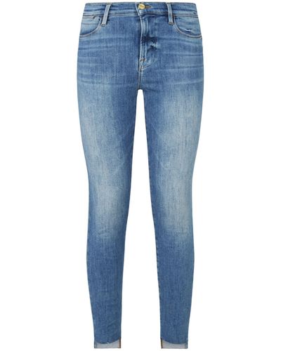 FRAME Le High Skinny Raw Stager Jean - Blue