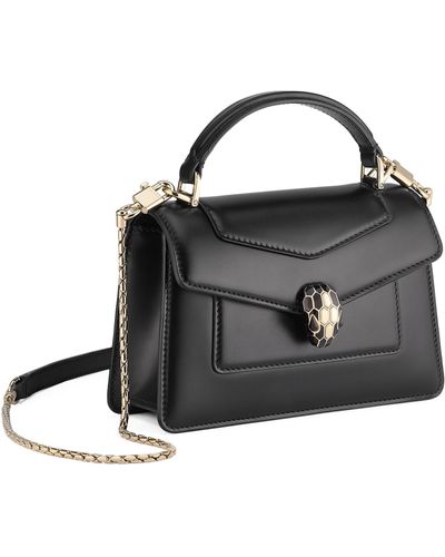 BVLGARI Mini Leather Serpenti Forever Top-handle Bag - Black