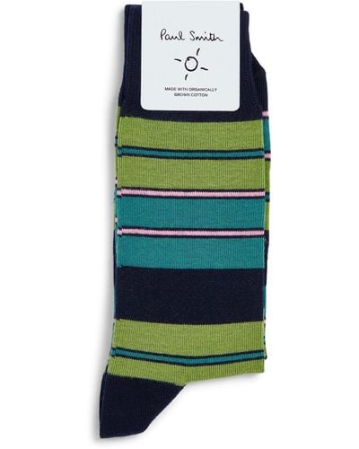 Paul Smith Cotton-blend Striped Socks - Green