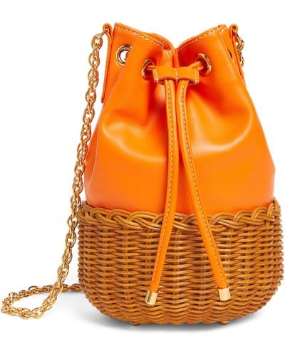 Rodo Small Leather Adria Bucket Bag - Orange