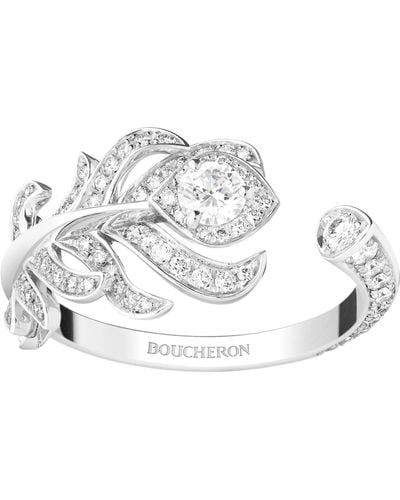 Boucheron White Gold And Diamond Plume De Paon Ring