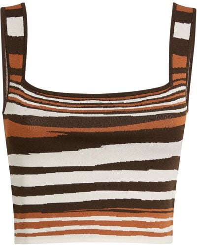 Weekend by Maxmara Knitted Striped Tank Top - Brown