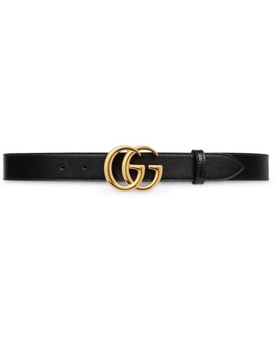 Gucci Leather Gg Marmont Belt - Black