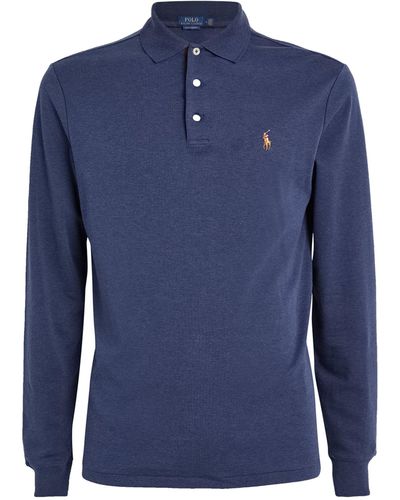 Polo Ralph Lauren Pima Cotton Long Sleeved Polo Shirt - Blue