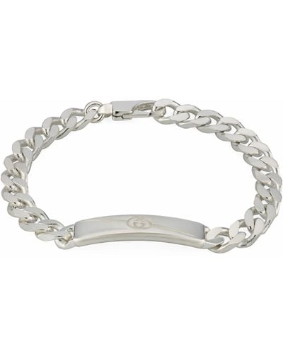 Gucci Sterling Silver Diagonal Interlocking G Bracelet - Metallic