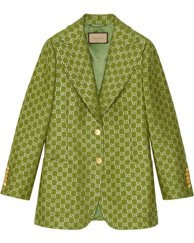 Gucci GG Wool Lamé Jacket - Green