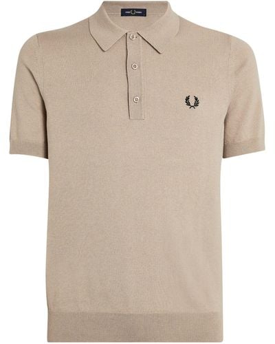 Fred Perry Merino Wool-cotton Polo Shirt - Natural