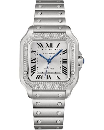 Cartier Medium Steel Santos De Watch 35.1mm - Gray