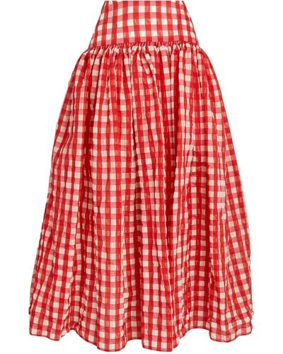 Alaïa Gingham Vichy Skirt - Red