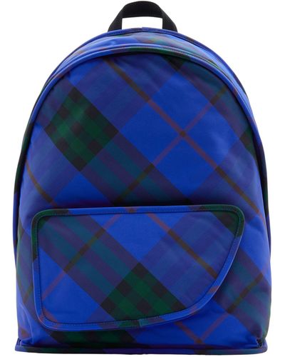 Burberry Check Shield Backpack - Blue