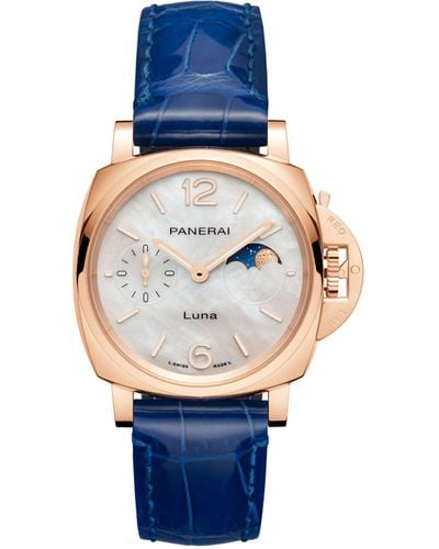 Panerai Rose Gold Luminor Due Watch 38mm - Blue