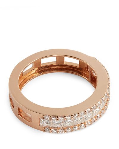 BeeGoddess Rose Gold And Diamond Mondrian Ring (size 14) - Metallic