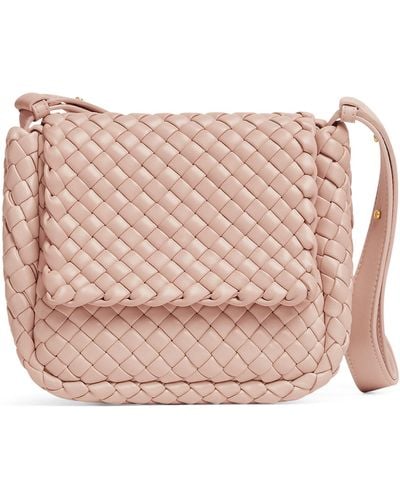 Bottega Veneta Small Leather Intreccio Cobble Shoulder Bag - Pink