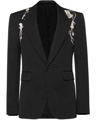 Alexander McQueen Wool Embroidered Harness Tailored Jacket - Black