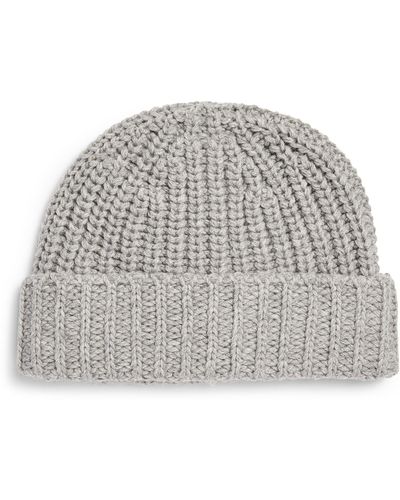Johnstons of Elgin Cashmere Ribbed Beanie - Grey