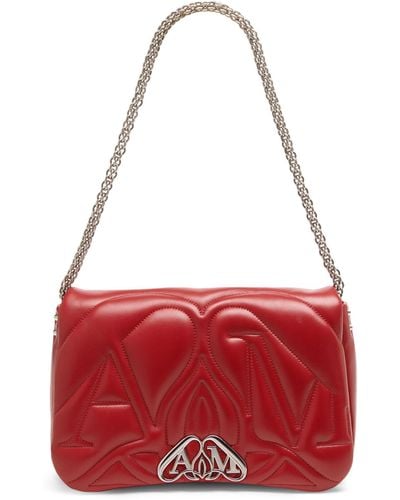 Alexander McQueen Medium Leather The Seal Shoulder Bag - Red
