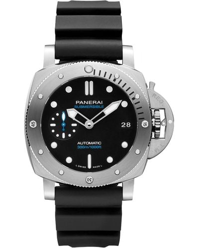Panerai Stainless Steel And Rubber Submersible Watch 42mm - Black
