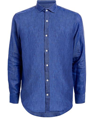 Frescobol Carioca Linen Antonio Shirt - Blue