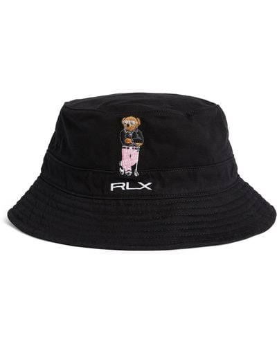 RLX Ralph Lauren Embroidered Polo Bear Bucket Hat - Black
