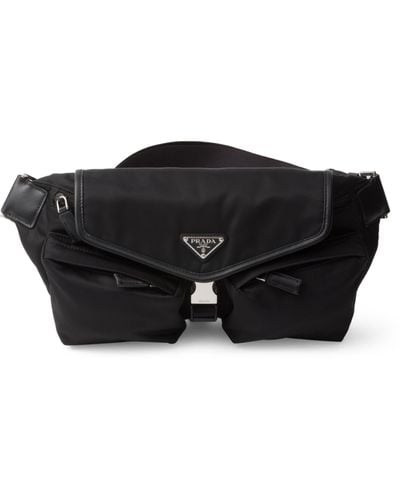 Prada Small Re-nylon And Calf Leather Shoulder Bag - Black