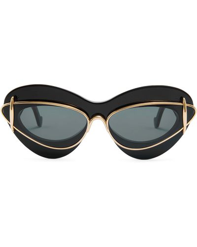 Loewe Double Frame Cat Eye Sunglasses - Black