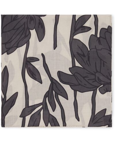 Brunello Cucinelli Cotton Floral Print Foulard - Metallic