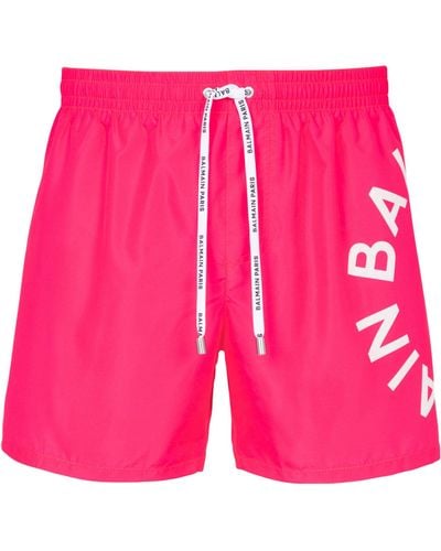 Balmain Logo Swim Shorts - Pink