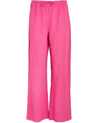 Desmond & Dempsey Linen Pyjama Trousers - Pink