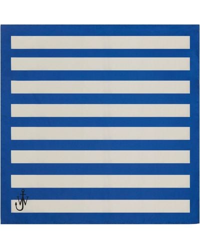 JW Anderson Silk Striped Scarf - Blue