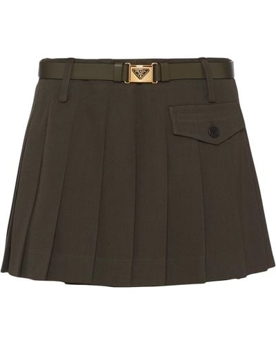 Prada Wool Gabardine Mini Skirt - Green