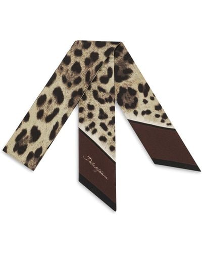 Dolce & Gabbana Leopard-Print Twill Headscarf (6X100) - Brown