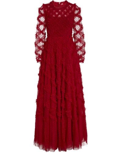 Needle & Thread Exclusive Long-sleeve Evelyn Gown - Red