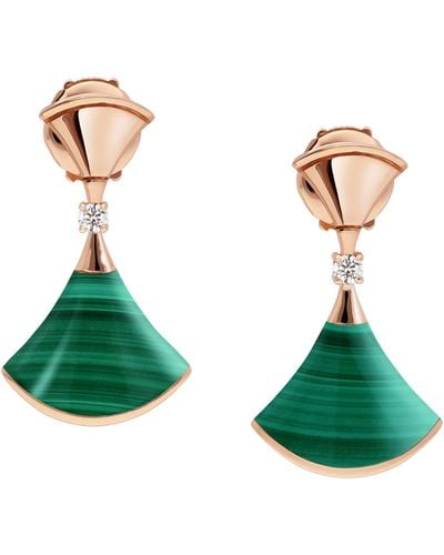 BVLGARI Yellow Gold, Diamond And Malachite Divas' Dream Earrings - Green
