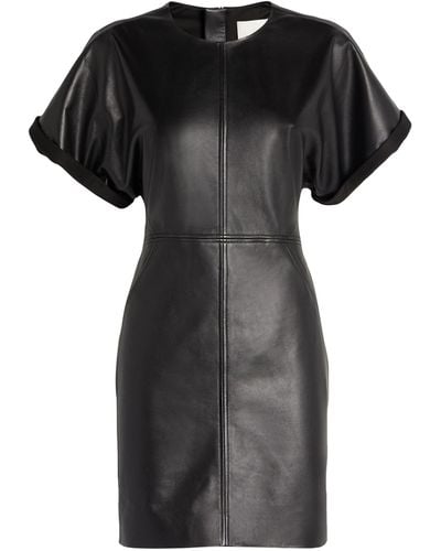 Isabel Marant Leather Faustilia Mini Dress - Black